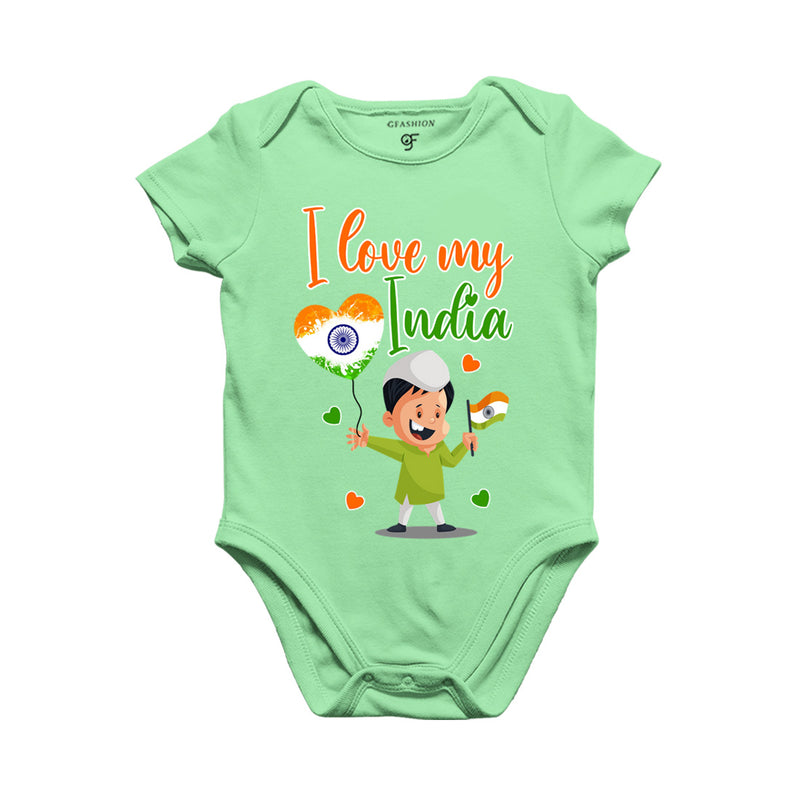 I Love My India-Baby Onesie in Pista Green Color available @ gfashion.jpg