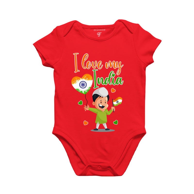 I Love My India-Baby Onesie in Red Color available @ gfashion.jpg