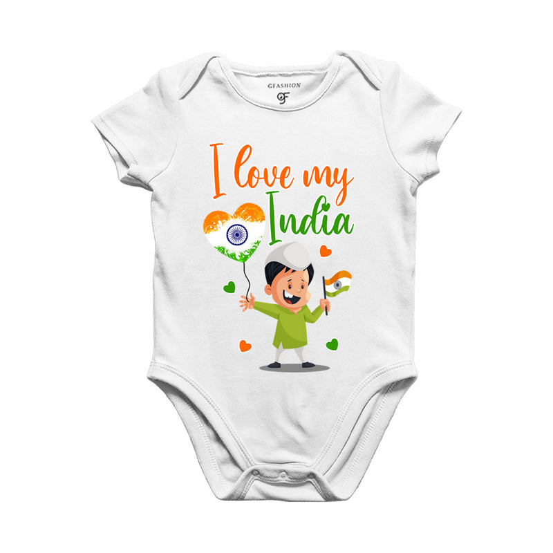 I Love My India-Baby Onesie in White Color available @ gfashion.jpg