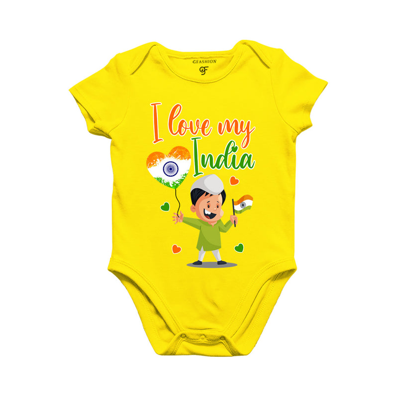 I Love My India-Baby Onesie in Yellow Color available @ gfashion.jpg