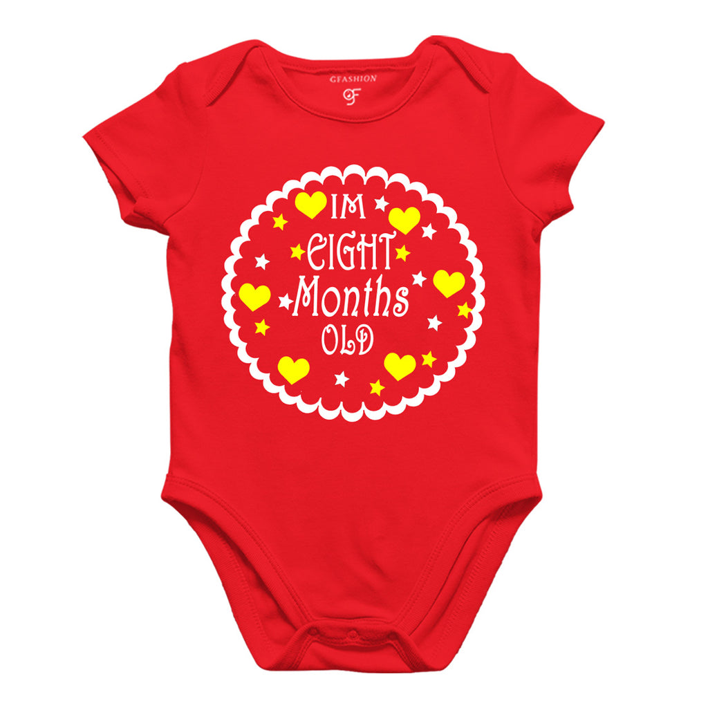 I am Eight Month Old-Baby Onesie or Bodysuit or Rompers in Red Color available @ gfashion.jpg