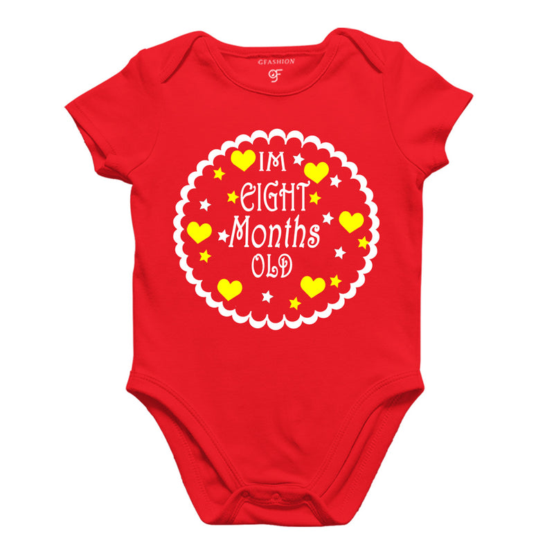 I am Eight Month Old-Baby Onesie or Bodysuit or Rompers in Red Color available @ gfashion.jpg
