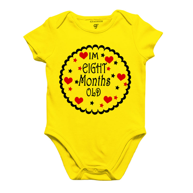 I am Eight Month Old-Baby Onesie or Bodysuit or Rompers in Yellow Color available @ gfashion.jpg