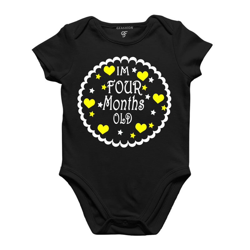 I am Four Month Old-Baby Onesie or Bodysuit or Rompers in Black Color available @ gfashion.jpg