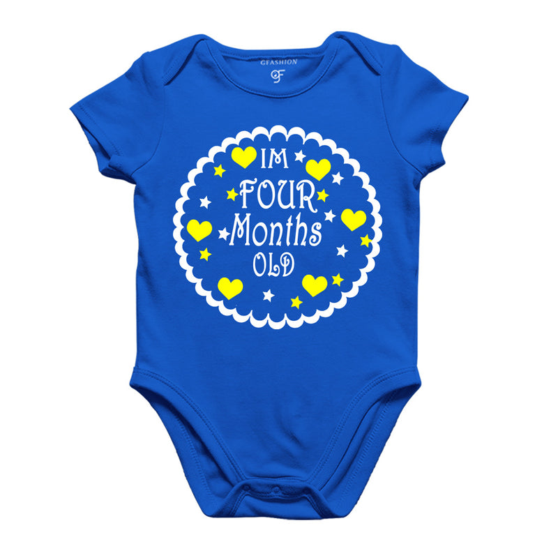 I am Four Month Old-Baby Onesie or Bodysuit or Rompers in Blue Color available @ gfashion.jpg