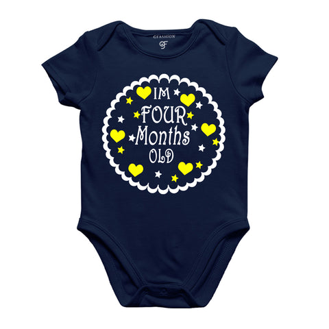 I am Four Month Old-Baby Onesie or Bodysuit or Rompers in Navy Color available @ gfashion.jpg