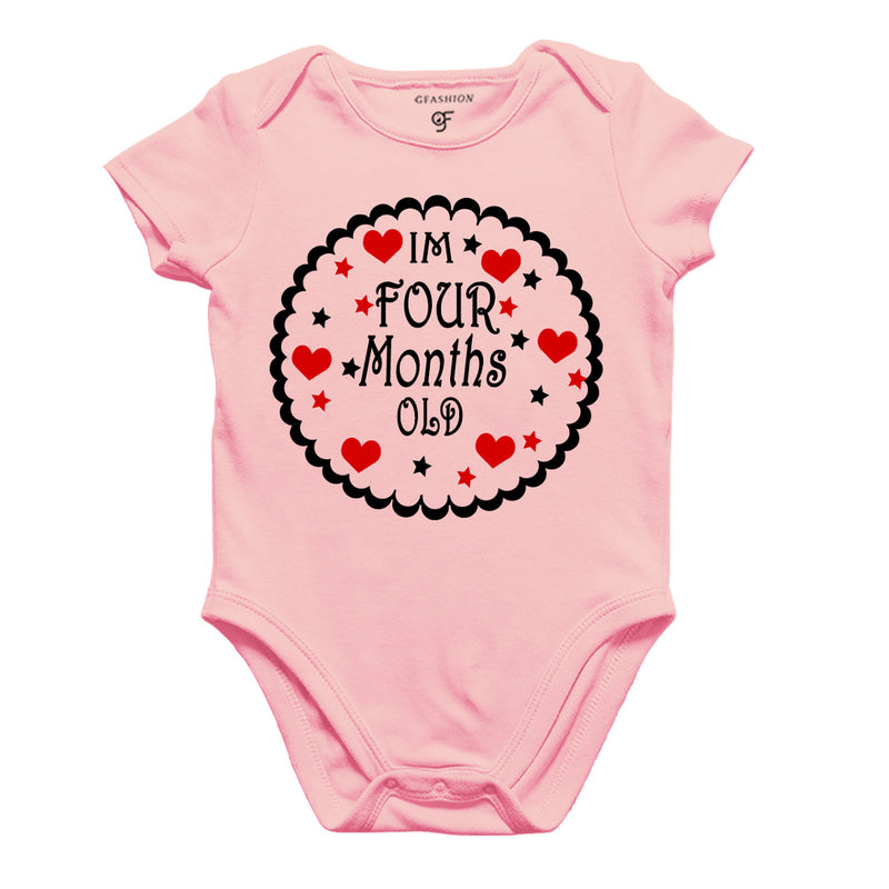 I am Four Month Old-Baby Onesie or Bodysuit or Rompers in Pink Color available @ gfashion.jpg