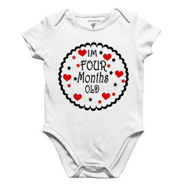 I am Four Month Old-Baby Onesie or Bodysuit or Rompers in White Color available @ gfashion.jpg