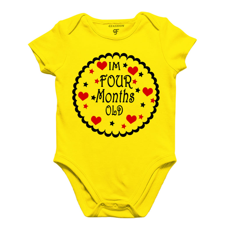 I am Four Month Old-Baby Onesie or Bodysuit or Rompers in Yellow Color available @ gfashion.jpg