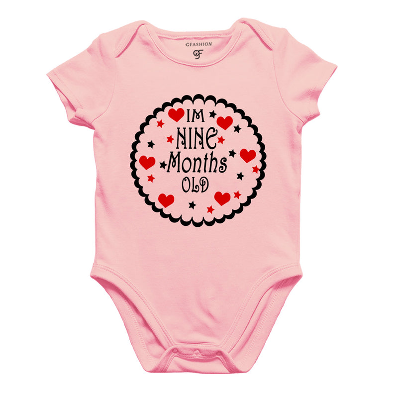 I am Nine Month Old-Baby Onesie or Bodysuit or Rompers in Pink Color available @ gfashion.jpg