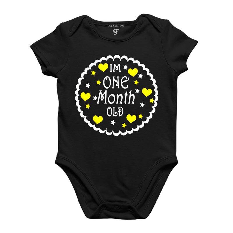 I am One Month Old-Baby Onesie or Bodysuit or Rompers in Black Color available @ gfashion.jpg