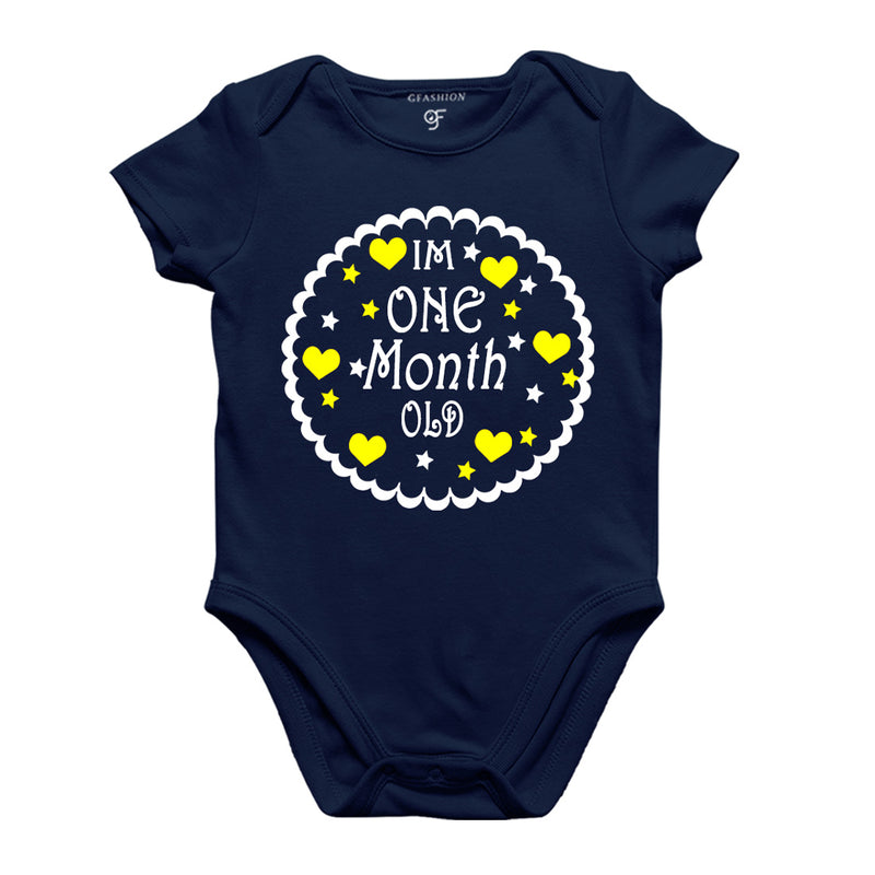 I am One Month Old-Baby Onesie or Bodysuit or Rompers in Navy Color available @ gfashion.jpg