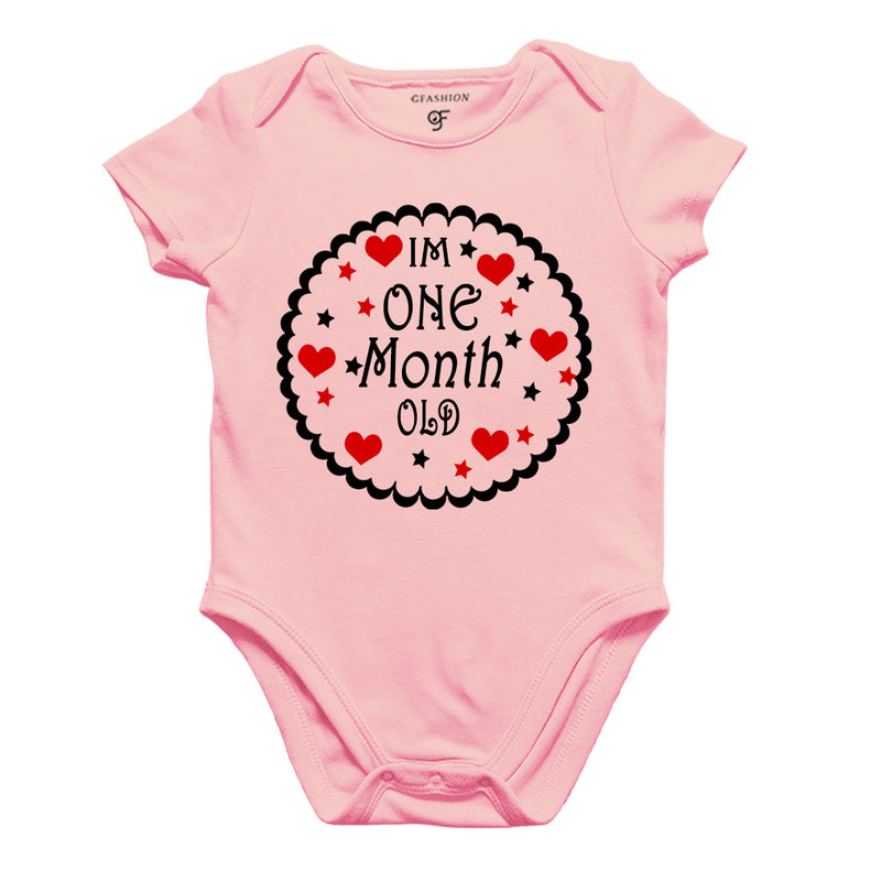 I am One Month Old-Baby Onesie or Bodysuit or Rompers in Pink Color available @ gfashion.jpg