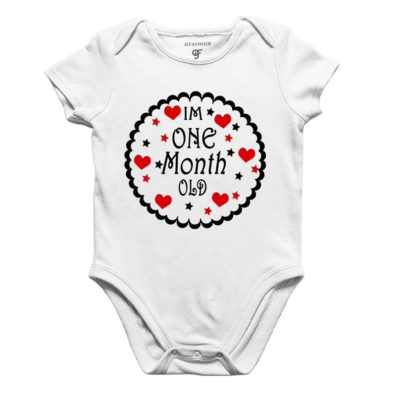I am One Month Old-Baby Onesie or Bodysuit or Rompers in White Color available @ gfashion.jpg