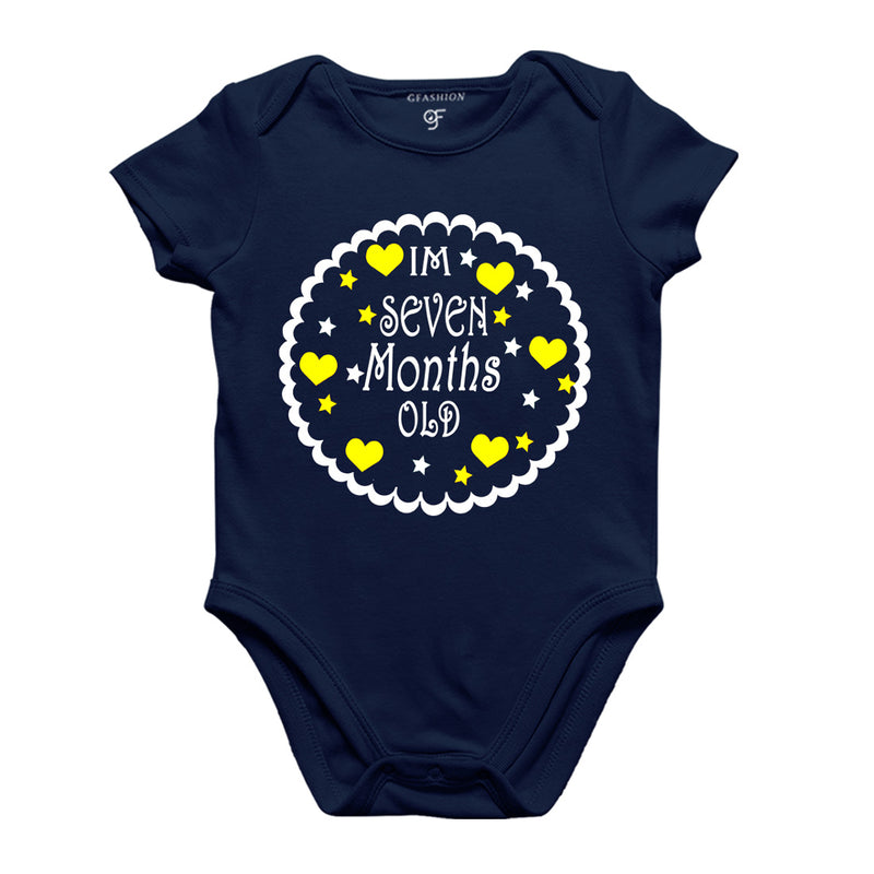 I am Seven Month Old-Baby Onesie or Bodysuit or Rompers in Navy Color available @ gfashion.jpg