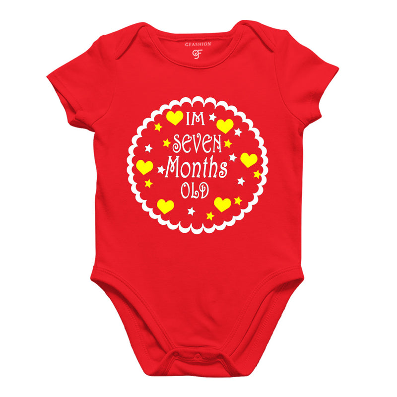 I am Seven Month Old-Baby Onesie or Bodysuit or Rompers in Red Color available @ gfashion.jpg