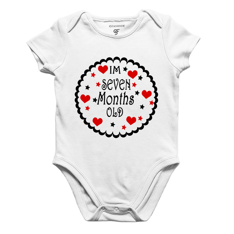 I am Seven Month Old-Baby Onesie or Bodysuit or Rompers in White Color available @ gfashion.jpg