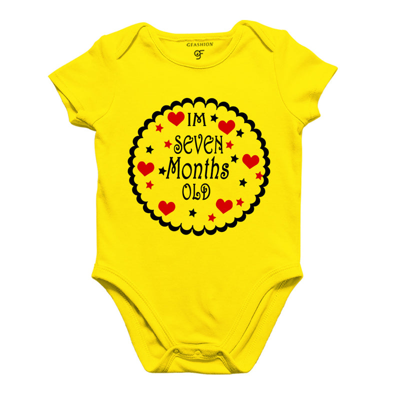 I am Seven Month Old-Baby Onesie or Bodysuit or Rompers in Yellow Color available @ gfashion.jpg