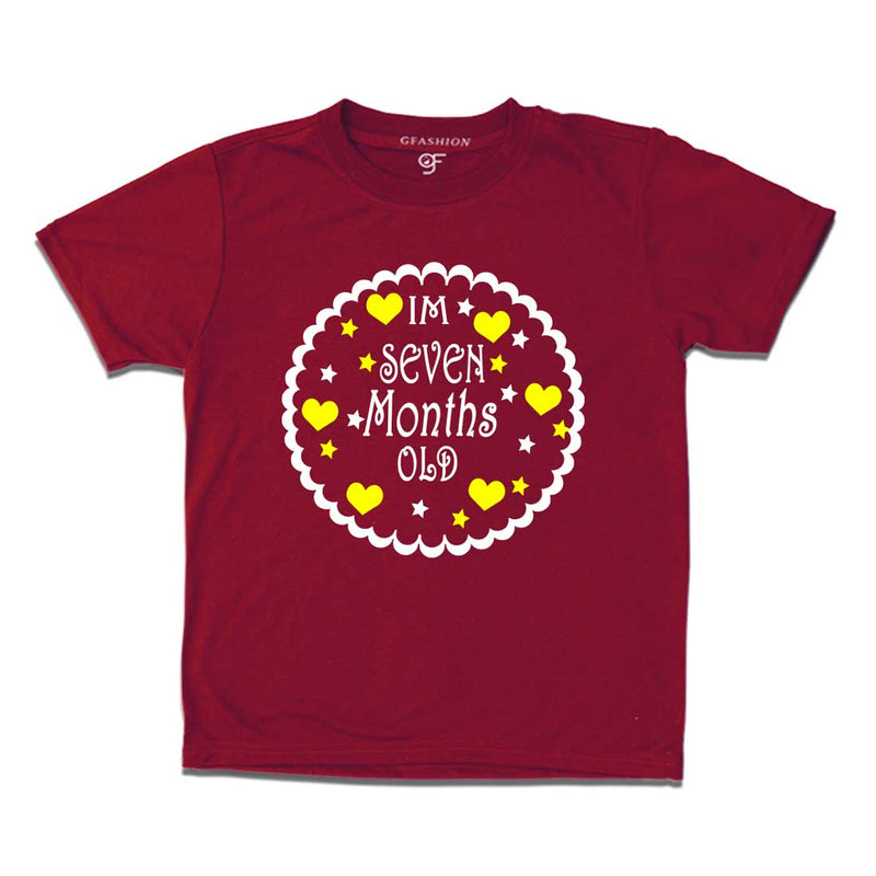 I am Seven Month Old Baby T-shirt in Maroon Color available @ gfashion.jpg