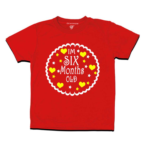 I am Six Month Old Baby T-shirt in Red Color available @ gfashion.jpg