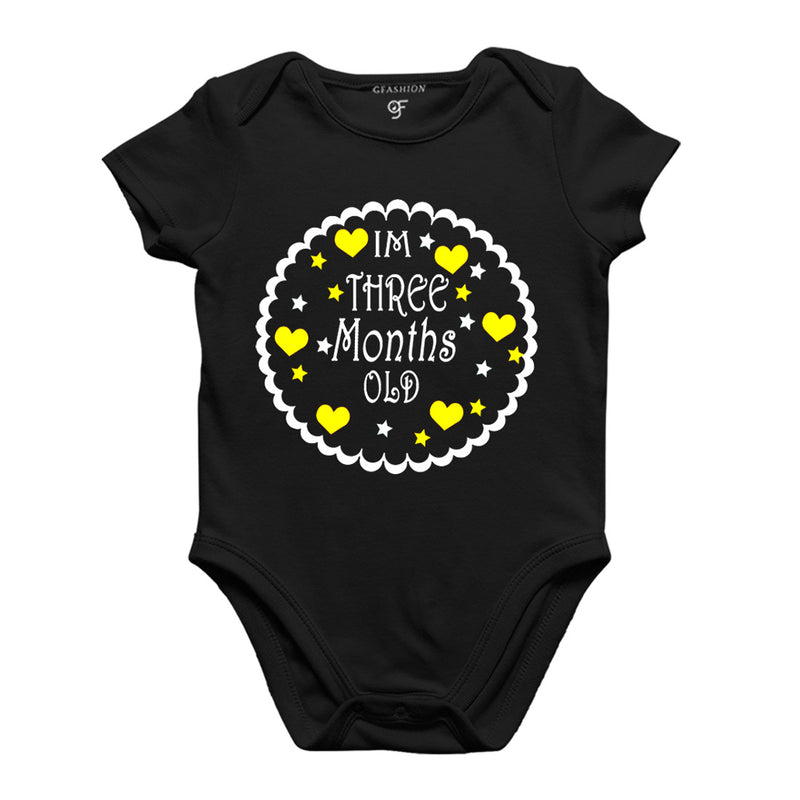 I am Three Month Old-Baby Onesie or Bodysuit or Rompers in Black Color available @ gfashion.jpg