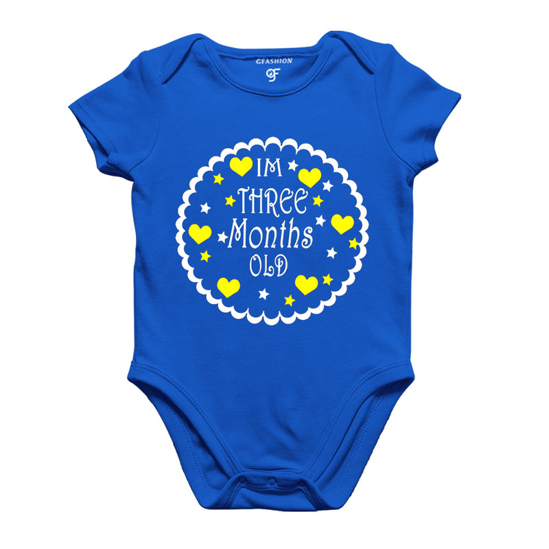 I am Three Month Old-Baby Onesie or Bodysuit or Rompers in Blue Color available @ gfashion.jpg