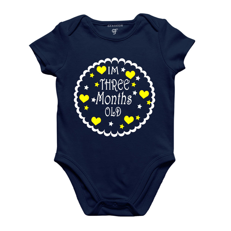 I am Three Month Old-Baby Onesie or Bodysuit or Rompers in Navy Color available @ gfashion.jpg