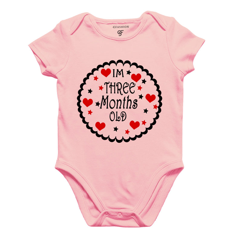 I am Three Month Old-Baby Onesie or Bodysuit or Rompers in Pink Color available @ gfashion.jpg