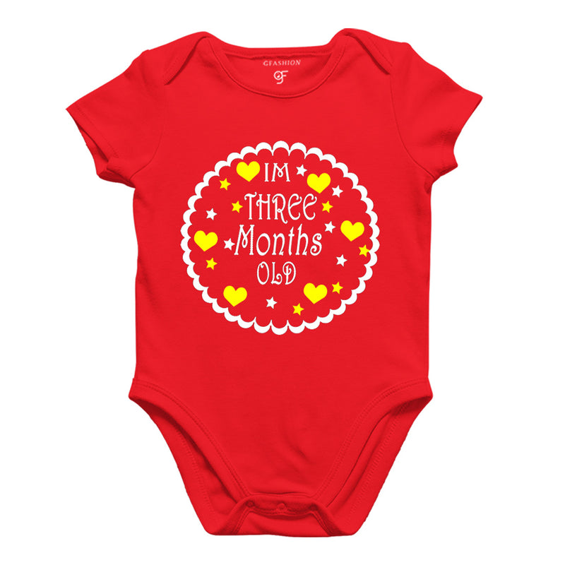 I am Three Month Old-Baby Onesie or Bodysuit or Rompers in Red Color available @ gfashion.jpg