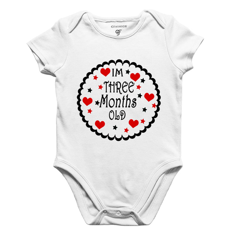 I am Three Month Old-Baby Onesie or Bodysuit or Rompers in White Color available @ gfashion.jpg