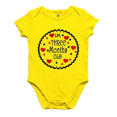I am Three Month Old-Baby Onesie or Bodysuit or Rompers in Yellow Color available @ gfashion.jpg
