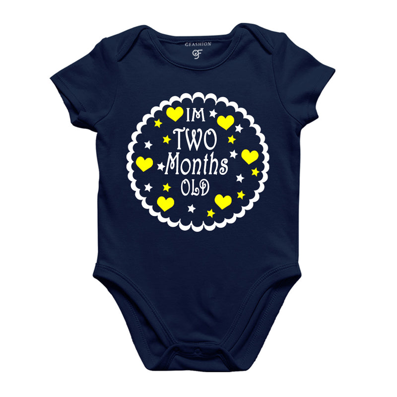 I am Two Month Old-Baby Onesie or Bodysuit or Rompers in Navy Color available @ gfashion.jpg