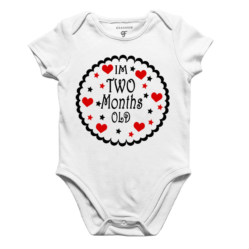 I am Two Month Old-Baby Onesie or Bodysuit or Rompers in White Color available @ gfashion.jpg