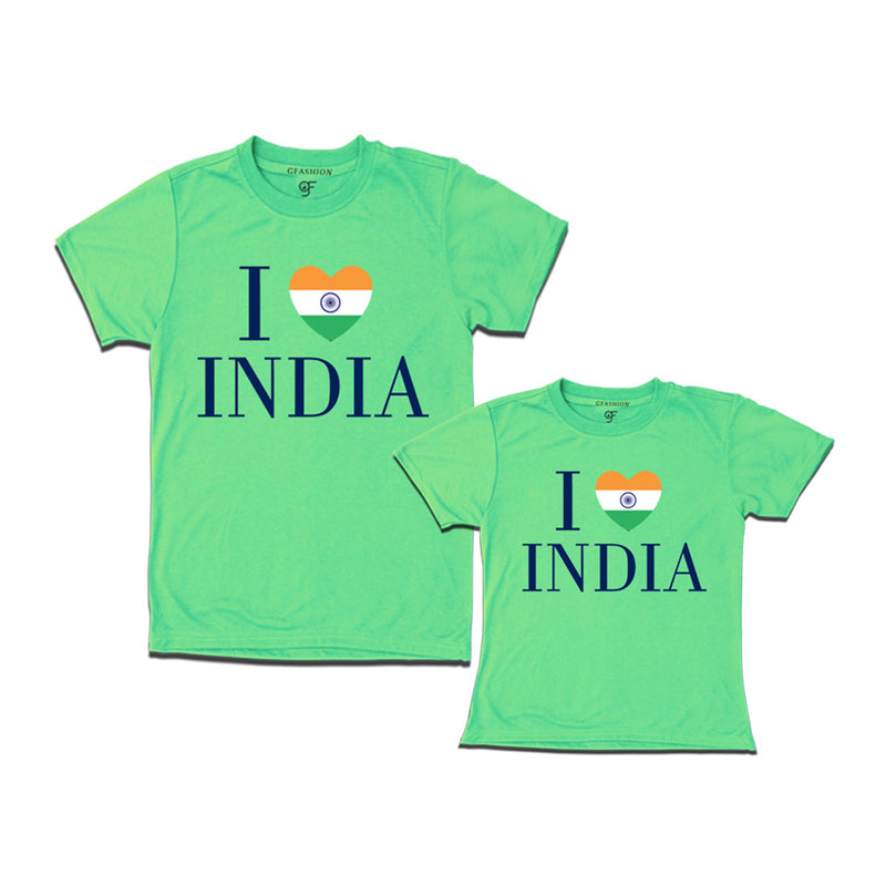 I love India T-shirts for Dad and Daughter in Pista Green Color available @ gfashion.jpg