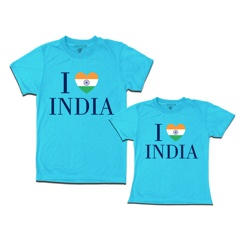 I love India T-shirts for Dad and Daughter in Sky Blue Color available @ gfashion.jpg