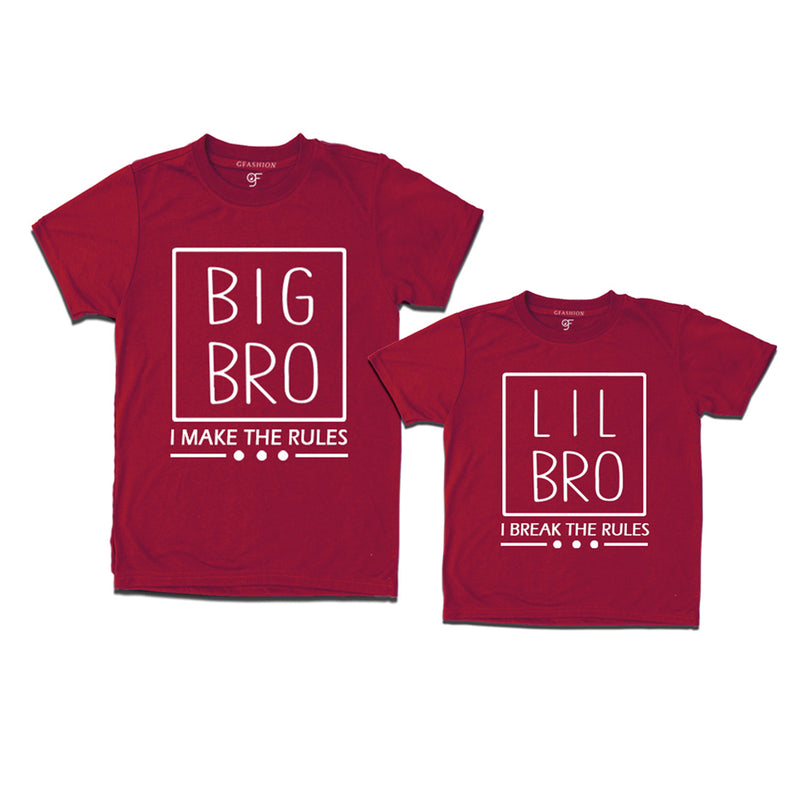 I make the Rules-I Break the Rules Big Bro-Lil Bro T-shirts in Maroon Color available @ gfashion.jpg