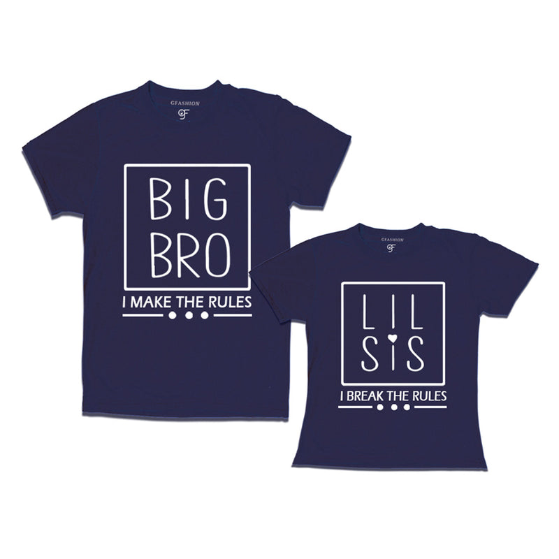 I make the Rules-I Break the Rules Big Bro-Lil Sis T-shirts in Navy Color available @ gfashion.jpg