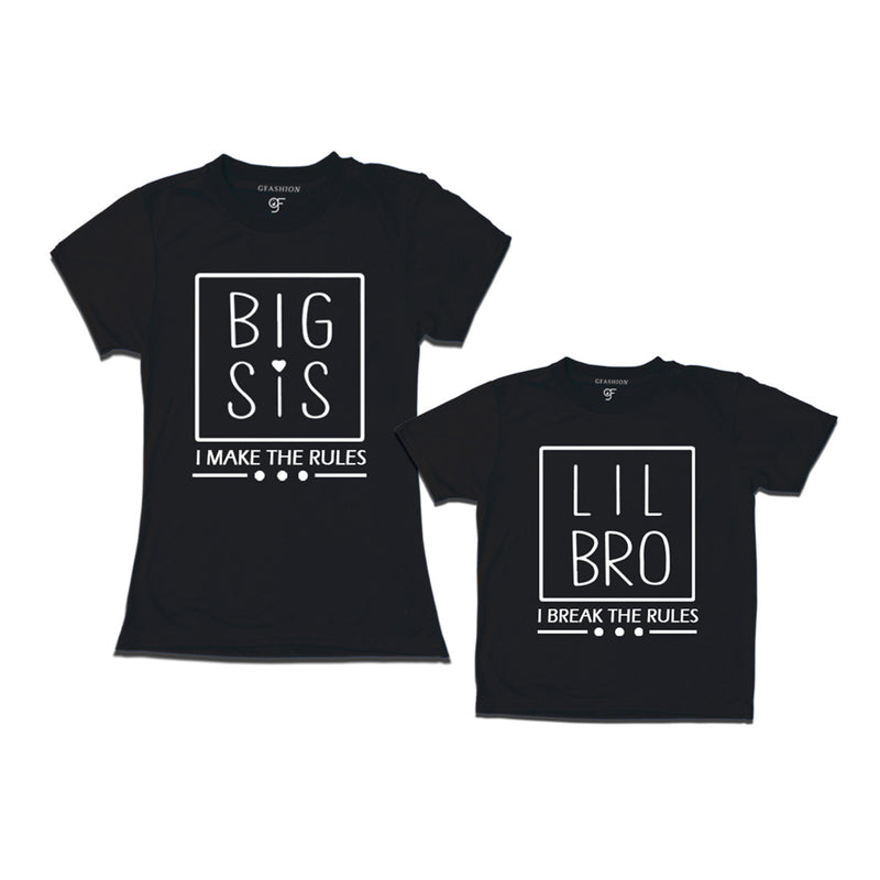 I make the Rules-I Break the Rules Big Sis-Lil Bro T-shirts in Black Color available @ gfashion.jpg