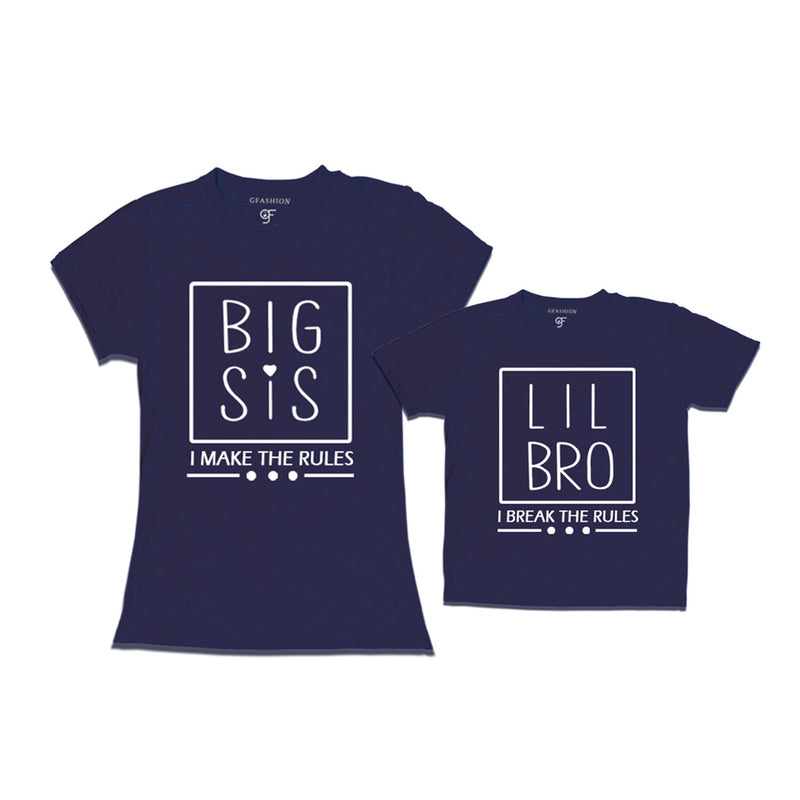 I make the Rules-I Break the Rules Big Sis-Lil Bro T-shirts in Navy Color available @ gfashion.jpg