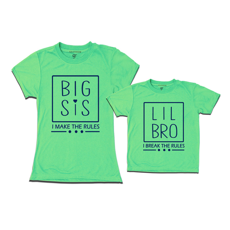 I make the Rules-I Break the Rules Big Sis-Lil Bro T-shirts in Pista Green Color available @ gfashion.jpg