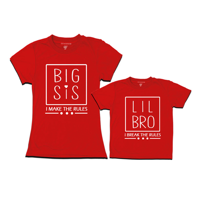 I make the Rules-I Break the Rules Big Sis-Lil Bro T-shirts in Red Color available @ gfashion.jpg