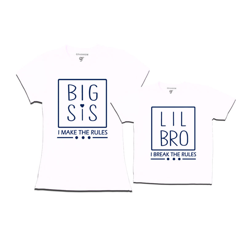 I make the Rules-I Break the Rules Big Sis-Lil Bro T-shirts in White Color available @ gfashion.jpg
