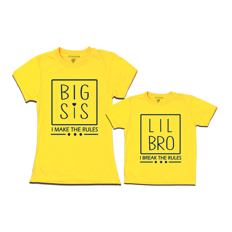 I make the Rules-I Break the Rules Big Sis-Lil Bro T-shirts in Yellow Color available @ gfashion.jpg