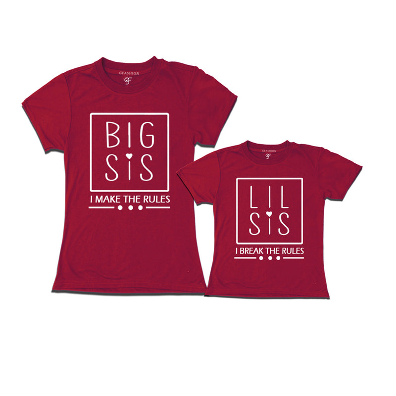 Big Sis-Little Sis T-shirts with Name in Maroon Color available @ gfashion.jpg