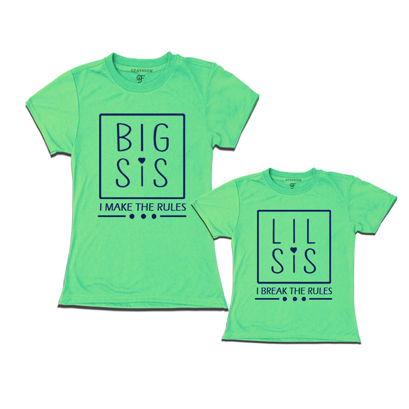 Big Sis-Little Sis T-shirts with Name in Pista Green Color available @ gfashion.jpg