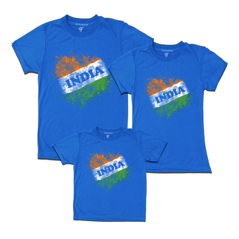 India Tiranga Dad, Mom and Son T-shirts in Blue color available @ gfashion.jpg