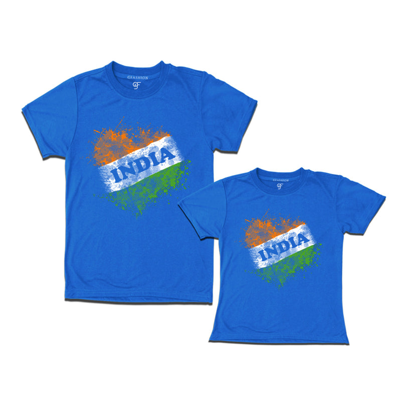 India Tiranga T-shirts for Dad and Daughter in Blue color available @ gfashion.jpg