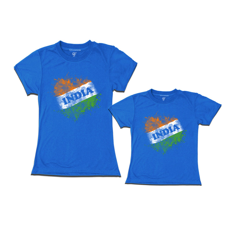 India Tiranga T-shirts for Mom and Daughter in Blue color available @ gfashion.jpg
