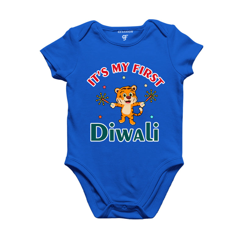 It's My First Diwali Rompers (or) Bodysuit (or) onesie T-shirt in Blue Color available @ gfashion.jpg