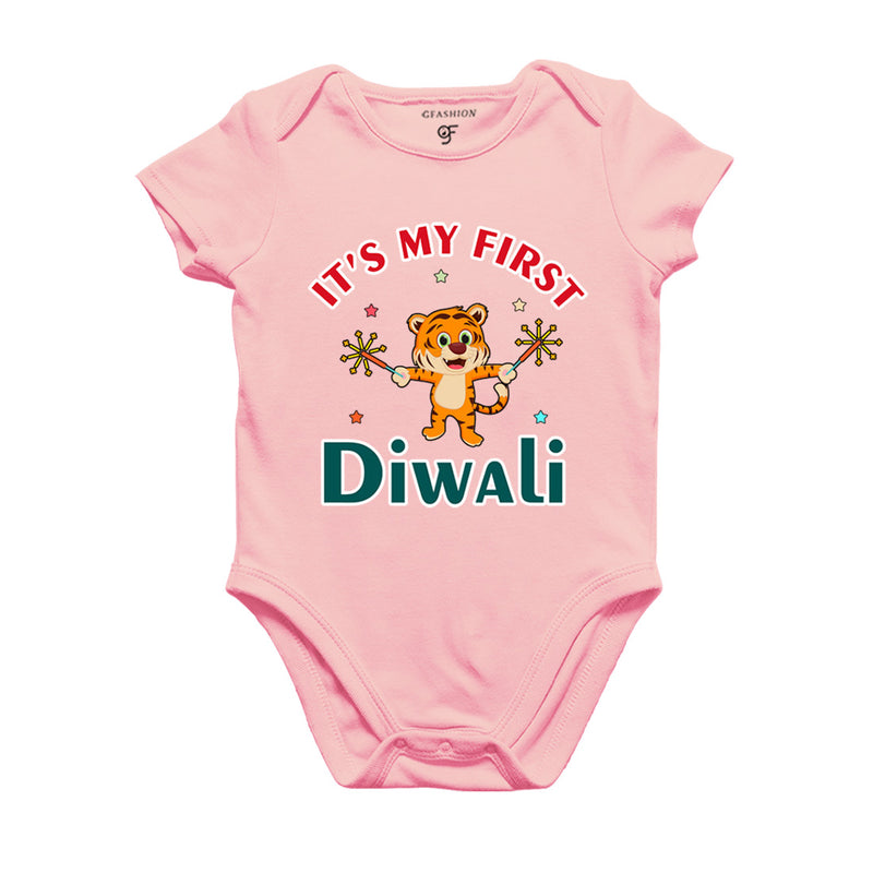 It's My First Diwali Rompers (or) Bodysuit (or) onesie T-shirt in Pink Color available @ gfashion.jpg